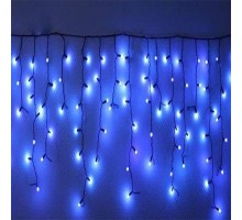 Гірлянда вулична БАХРОМА на чорному дроті 5м 120 Led з перехідником синя ZABI-20