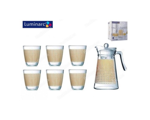 Набір (глечик 1,3л , склянки 310мл 6шт ) Golden Flower / Sofya Gold  Q0569 / P5597