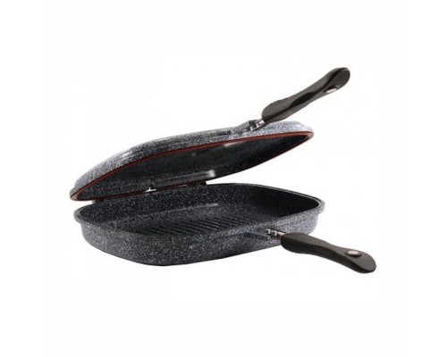 Сковорода-гриль двохстороння d32 алюмінієва з скляною кришкою МРАМУР 0232-SN