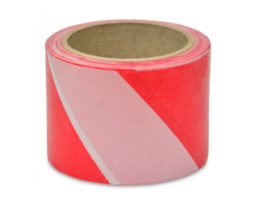 Стрічка сигнальна червоно - біла 80 мм.*100 м. / 10-600