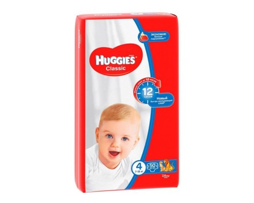 Підгузники дитячі Huggies Classic 4 (7-18кг) 50шт. Підгузники дитячі Huggies Classic 4 (7-18кг) 50шт.