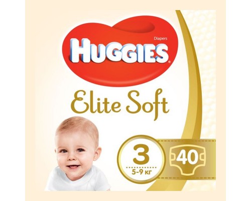 Підгузники дитячі Huggies Elite Soft 3 (5-9кг) 40шт. Підгузники дитячі Huggies Elite Soft 3 (5-9кг) 40шт.