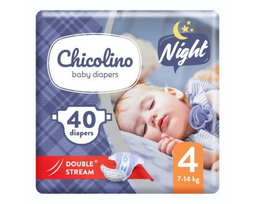 Підгузники дитячі Chicolino 4 (7-14кг) 40шт NIGHT Підгузники дитячі Chicolino 4 (7-14кг) 40шт NIGHT