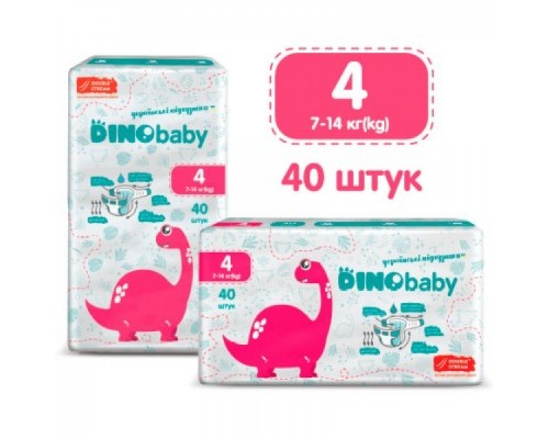 Підгузники дитячі Dino Baby 4 (7-14кг) 40шт Підгузники дитячі Dino Baby 4 (7-14кг) 40шт