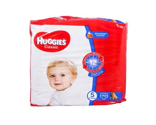Підгузники дитячі Huggies Classic 5 (11-25кг) 40шт. Підгузники дитячі Huggies Classic 5 (11-25кг) 40шт.