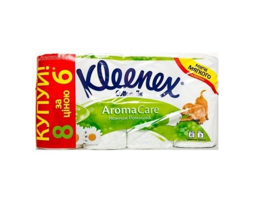 Туалетний папір Kleenex 3-х шар.6+2рул. Ромашка Туалетний папір Kleenex 3-х шар.6+2рул. Ромашка