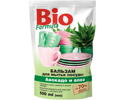 Засіб для ручного миття посуду Bio Formula дой-пак 500мл в асортименті Засіб для ручного миття посуду Bio Formula дой-пак 500мл в асортименті