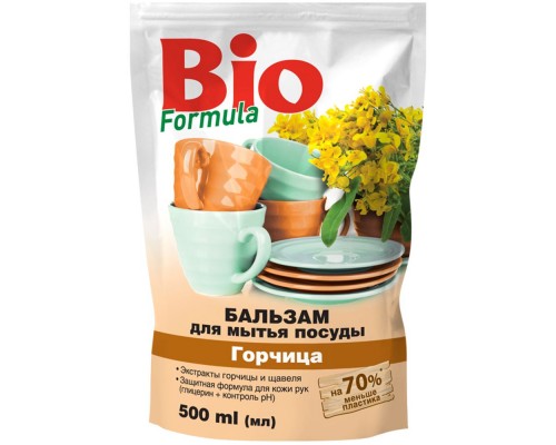 Засіб для ручного миття посуду Bio Formula дой-пак 500мл гірчиця