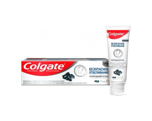 Зубна паста Colgate 75мл безпечне відбілювання природне вугілля