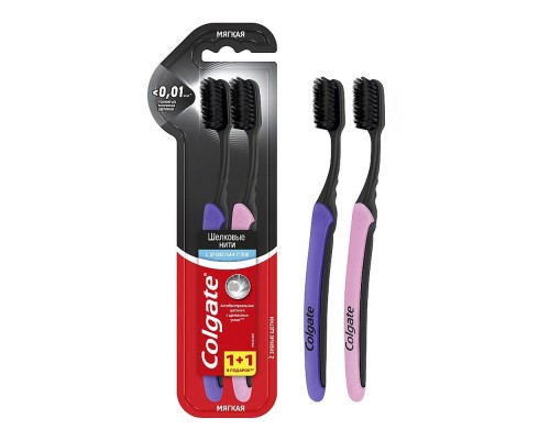 Зубна щітка Colgate Шовкові нитки 1+1 з деревним вугіллям