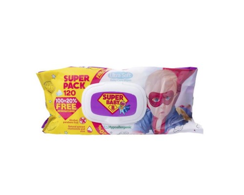 Вологі серветки SuperBaby SuperPack ромашка та алоє, 120шт