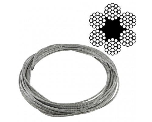 Трос сталевий, DIN 3055, 6*7, оцинкований, 5 мм