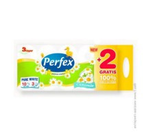 Папір туалетний Perfex 3шар. 8+2шт Ромашка