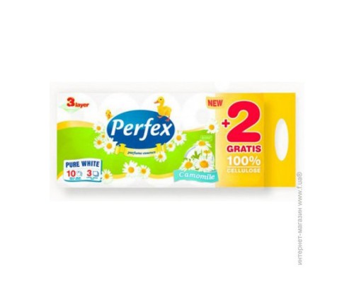 Папір туалетний Perfex 3шар. 8+2шт Ромашка