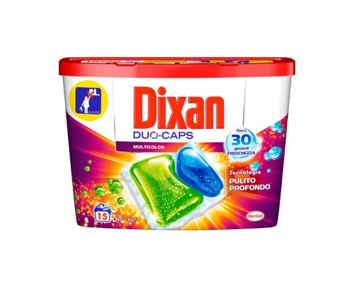 Засіб для прання концентрований у розчинних капсулах Dixan Power Multicolor 15 прань