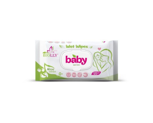 Вологі серветки BIOLLY 120шт Вологі серветки BIOLLY 120шт