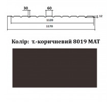 профнастил ПС-12 1,5м*1,17м 8019 темно-коричневий матовий 0,42