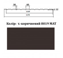 профнастил ПС-12 1,2м*1,17м 8019 темно-коричневий матовий 0,42