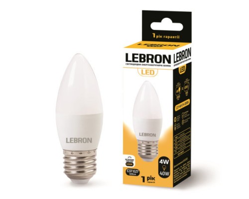 Лампа світлодіодна LED LEBRON 4W 4100K L-C37 Е27 320Lm 11-13-42