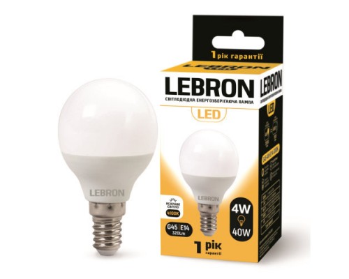 Лампа світлодіодна LED LEBRON 4W 4100K L-G45 Е14 320Lm 11-12-12