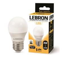 Лампа світлодіодна LED LEBRON 4W 4100K L-G45 Е27 320Lm 11-12-42