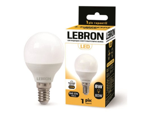 Лампа світлодіодна LED LEBRON 8W 4100K L-G45 Е14 700Lm 11-12-28