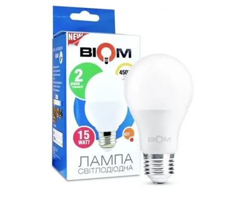 Лампа світлодіодна Led BIOM 15W 4500K A65 E27 BT-516 220V