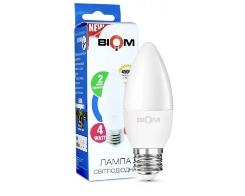 Лампа світлодіодна Led BIOM 4W 4500K C37 E27 BT-548 220V