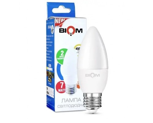 Лампа світлодіодна Led BIOM 7W 4500K C37 E27 BT-568 220V