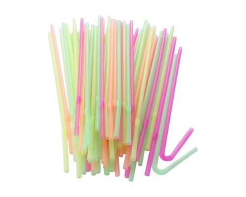 Трубочка для напоїв з вигином (асорті 100шт) 210*5мм Empire 0255