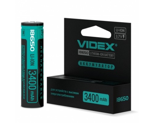 Акумулятор VIDEX Li-lon 18650 3400mAh з захистом