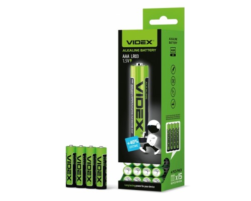 Батарейка VIDEX LR03/AAA 4pcs SHRINK TEAR BOX (60/720) блістер