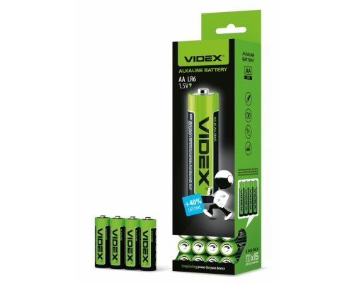 Батарейка VIDEX LR6/AA 4pcs SHRINK TEAR BOX (60/720) блістер