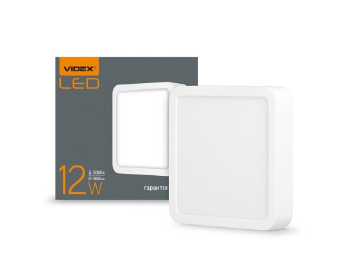 Світильник LED VIDEX Downlight 12W накладний квадрат 5000K 220V VL-DLSS-125