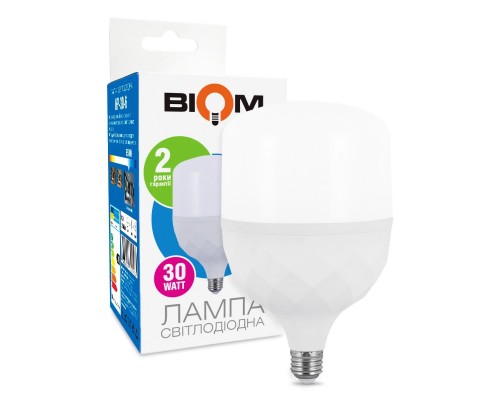 Лампа світлодіодна Led BIOM 30W 6500K T100 E27 HP-30-6 220V