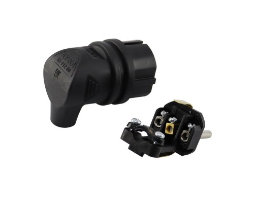 Вилка електрична AY-KA КАУЧУК з заземленням кутова 16А 62-54-04