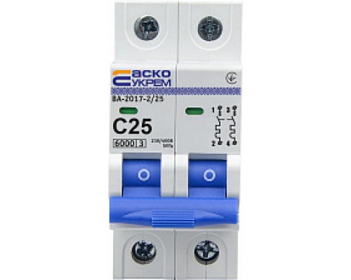 Автоматичний вимикач АСКО C-типу 1р 25А ВА-2017 A0010170005