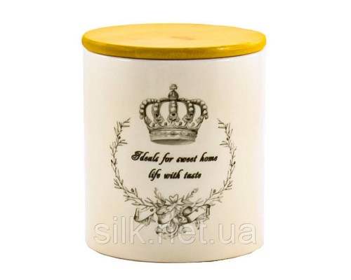 Банка керамічна 650мл з  деревяною кришкою ZFA982 OP Орхідея рожева