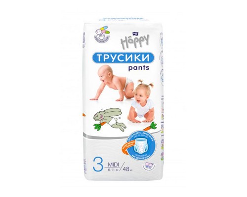 Підгузники-трусики дитячі HAPPY BELLA 6-11кг 48шт