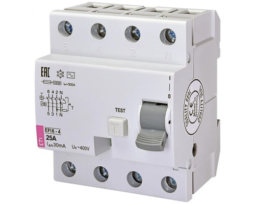 Пристрій захисного відключення ЕТІМАТ 4р 25А EFI6-P4 2062137