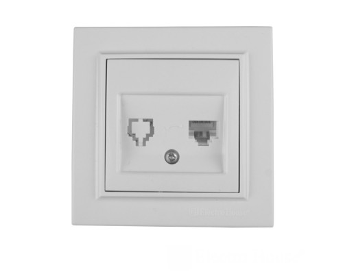 Розетка телефонна Electro House Enzo Біла ЕН-2114