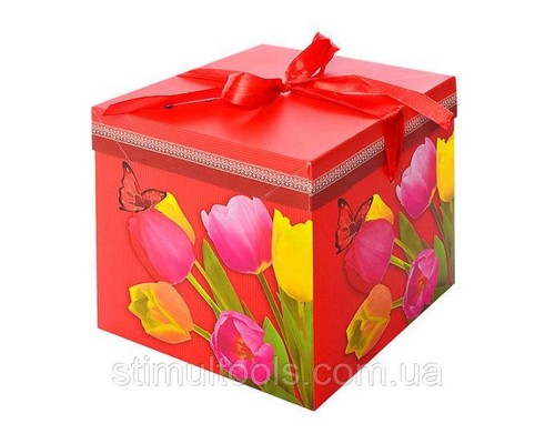 Подарункова коробка паперова Тюльпани 30*30*30см 102573