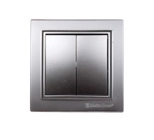 Вимикач 2-х клавішний Electro House Enzo срібний EH-2182-ST