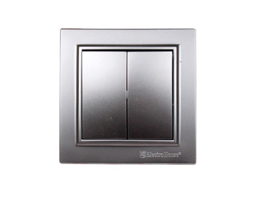 Вимикач 2-х клавішний Electro House Enzo срібний EH-2182-ST