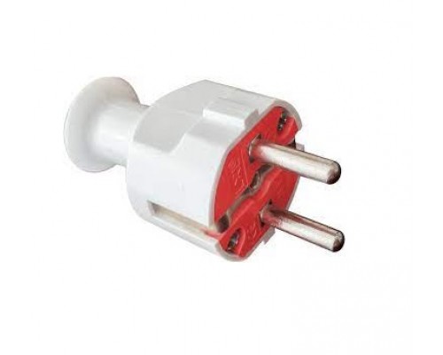 Вилка електрична LXL з заземленням пряма біла 326WHP