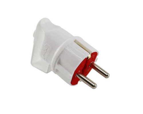 Вилка електрична AY-KA з заземленням кутова з ручкою біла 16А 62-13-05