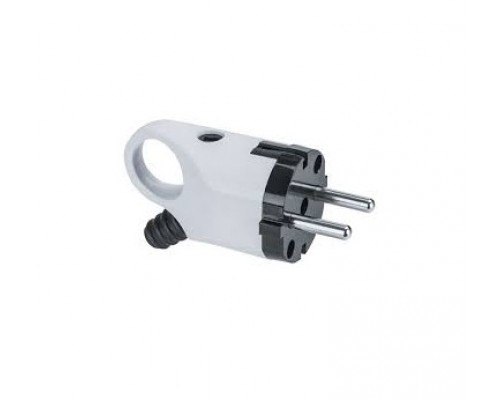 Вилка електрична Desant з заземленням кутова з кільцем біла гофра біла Десант А-522