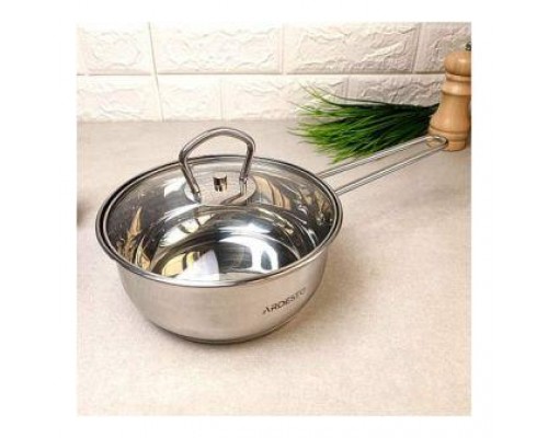 Ківш з нержавіючої сталі 1,3л сферичний з скляною кришкою ZB-1,3SS