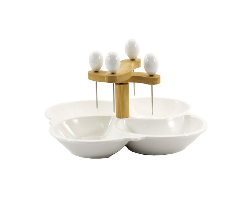 Менажниця на 4 секції 25см з 4-ма шпажками PJ-02538-L