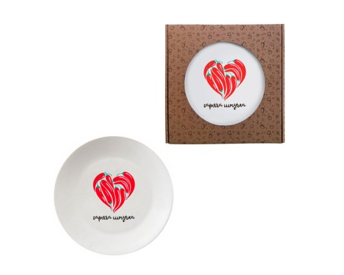 Тарілка склокераміка 25см "Гаряча штучка" (Подарункова коробка) 1228